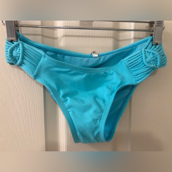 Turquoise Blue Sexy Bikini Bottom with Side Detailing “Macrame like” NEW! - Picture 2 of 7